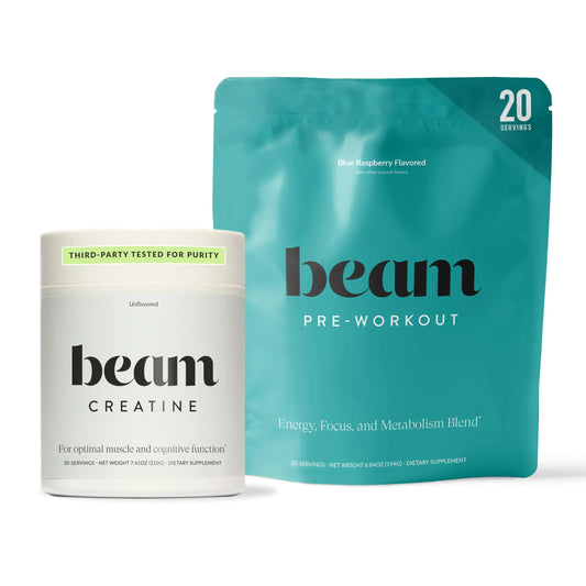 Beam Creatine Monohydrate + Pre Workout Bundle – Strength, Endurance & Muscle Recovery Stack – Clean Energy & Hydration Support, Third-Party Tested for Peak Training Performance BeamAU supplements