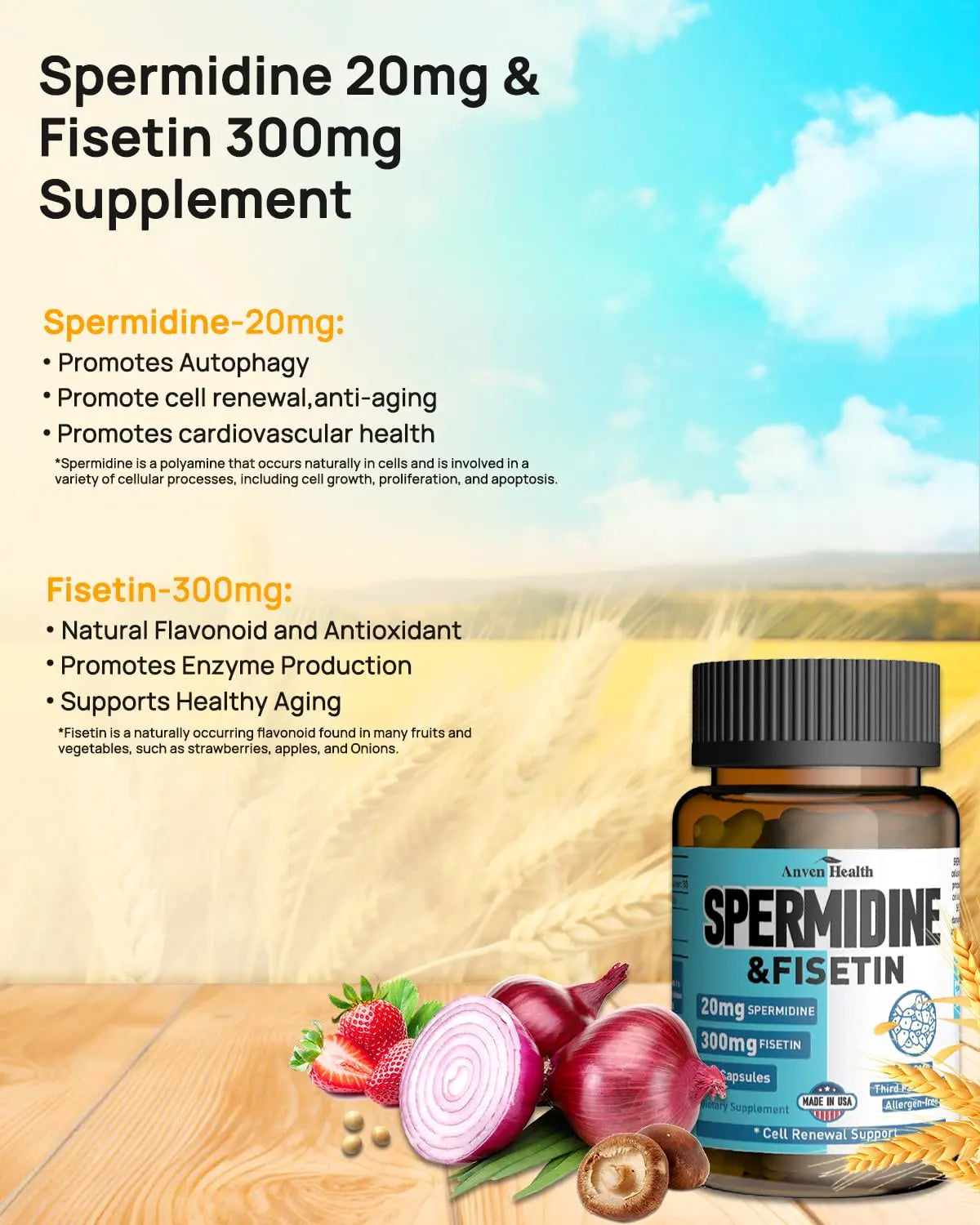 Spermidine 20mg + Fisetin 300mg + Akkermansia for Women丨Cellular Renewal, Metabolic & Gut Health Anven Health Au supplements