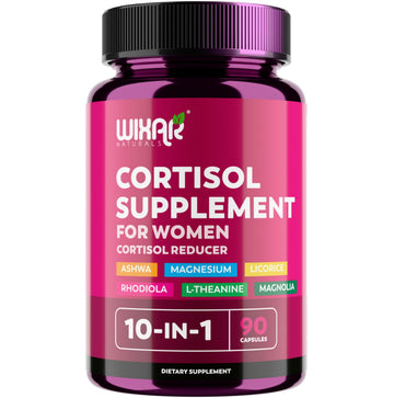 WIXAR Cortisol Supplements for Women with Ashwagandha, Magnesium, L-Theanine, Rhodiola Rosea - for High Cortisol Balanace Manager - for Sleep Support, Mood & Focus Supplement - 90 Capsules WIXAR NATURALS Au supplements