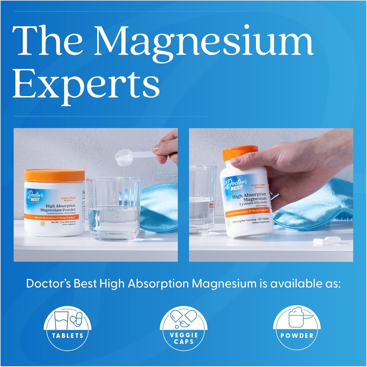 Doctor's Best High Absorption Magnesium Glycinate Lysinate Supplement for Sleep Support - Chelated Magnesium Tablets for Women & Men, 200mg per Serving, Supports Calm & Relaxation, Vegan - 120 Count Doctor's BEST Au supplements