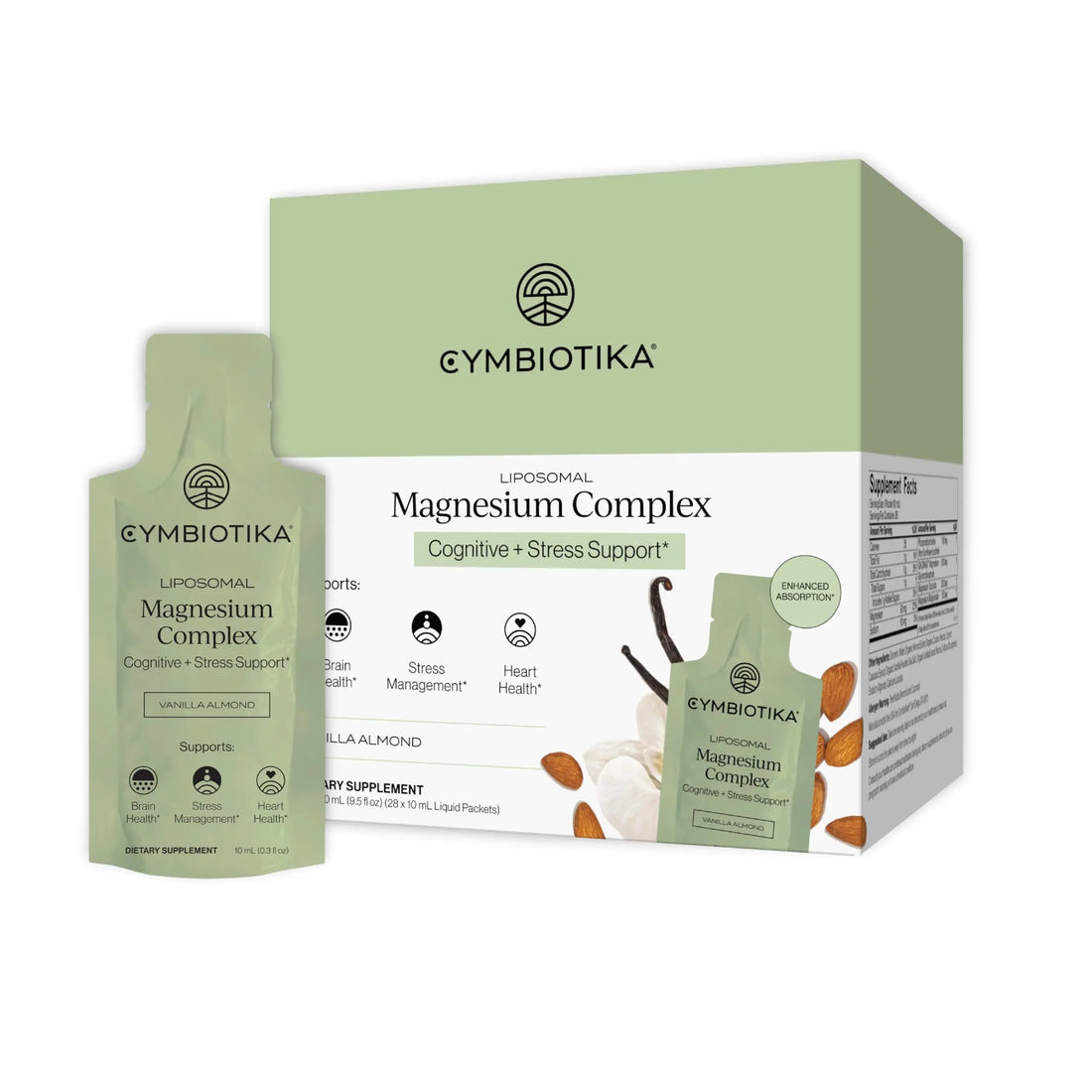 Cymbiotika Liposomal Magnesium Complex – Promotes Relaxation, Restful Sleep, and Heart & Brain Health – Highly Absorbable 3-in-1 Formula – Vanilla Almond, 10 mL Pouches (28 Count) CYMBIOTIKA Au supplements