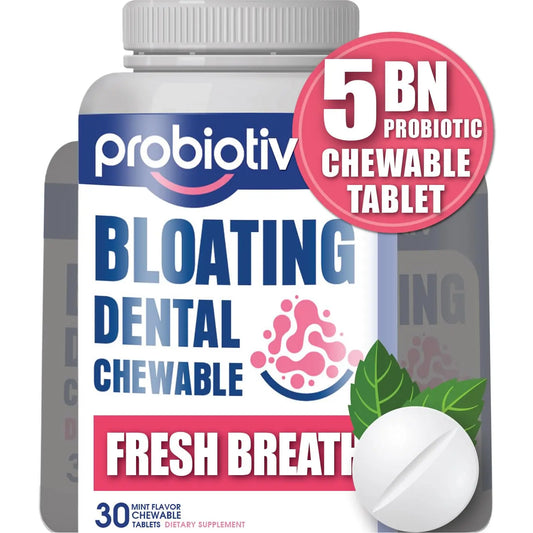 Probiotiv Chewable Probiotics for Daily Bloating w/ 5 Billion CFU – “Two-in-One Combo” ProbiotivAU supplements