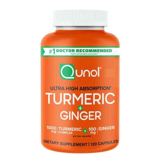 Qunol Turmeric and Ginger Capsules, 1000mg Turmeric Supplement, Ultra High Absorption to Support Joint Health, #1 Doctor Recommended Form QunolUS supplements