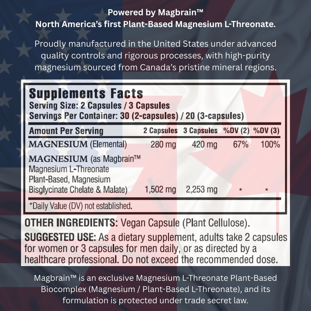 Kappa Nutrition Powered by Magbrain™ Magnesium L-Threonate Plant-Based, 60 Vegan Capsules, 420mg Elemental Magnesium (3 Capsules) from 2,253mg, Brain, Sleep & Muscle Support. KAPPA NUTRITION Au supplements