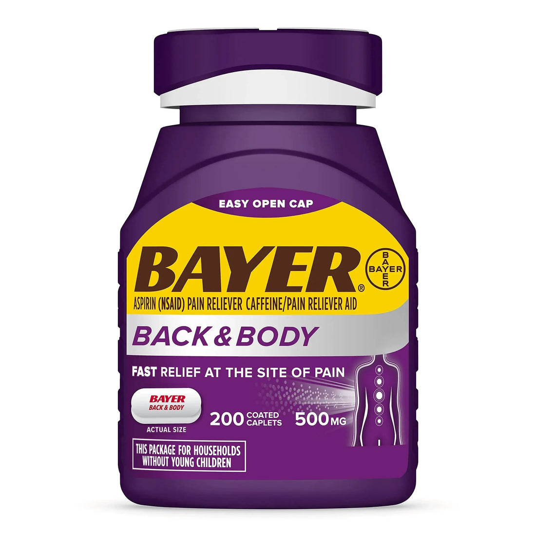 Bayer Extra Strength 500mg Aspirin Plus Caffeine for Powerful Pain Relief, 200 Coated Caplets Bayer uk supplements