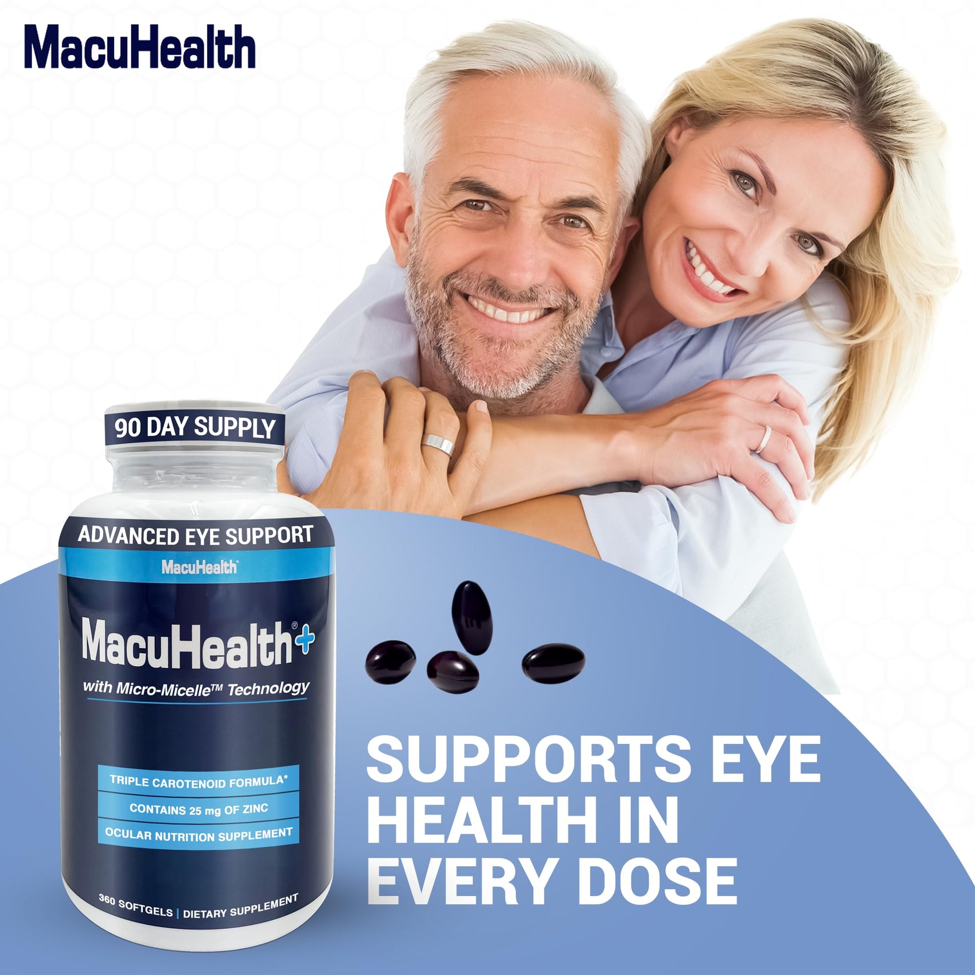 Macuhealth Plus+ Eye Vitamins Supplement for Adults - 90 Day Supply with Lutein, Zeaxanthin, and Meso-Zeaxanthin - Unflavored, Vitamin for Eyes Macuhealth Au supplements
