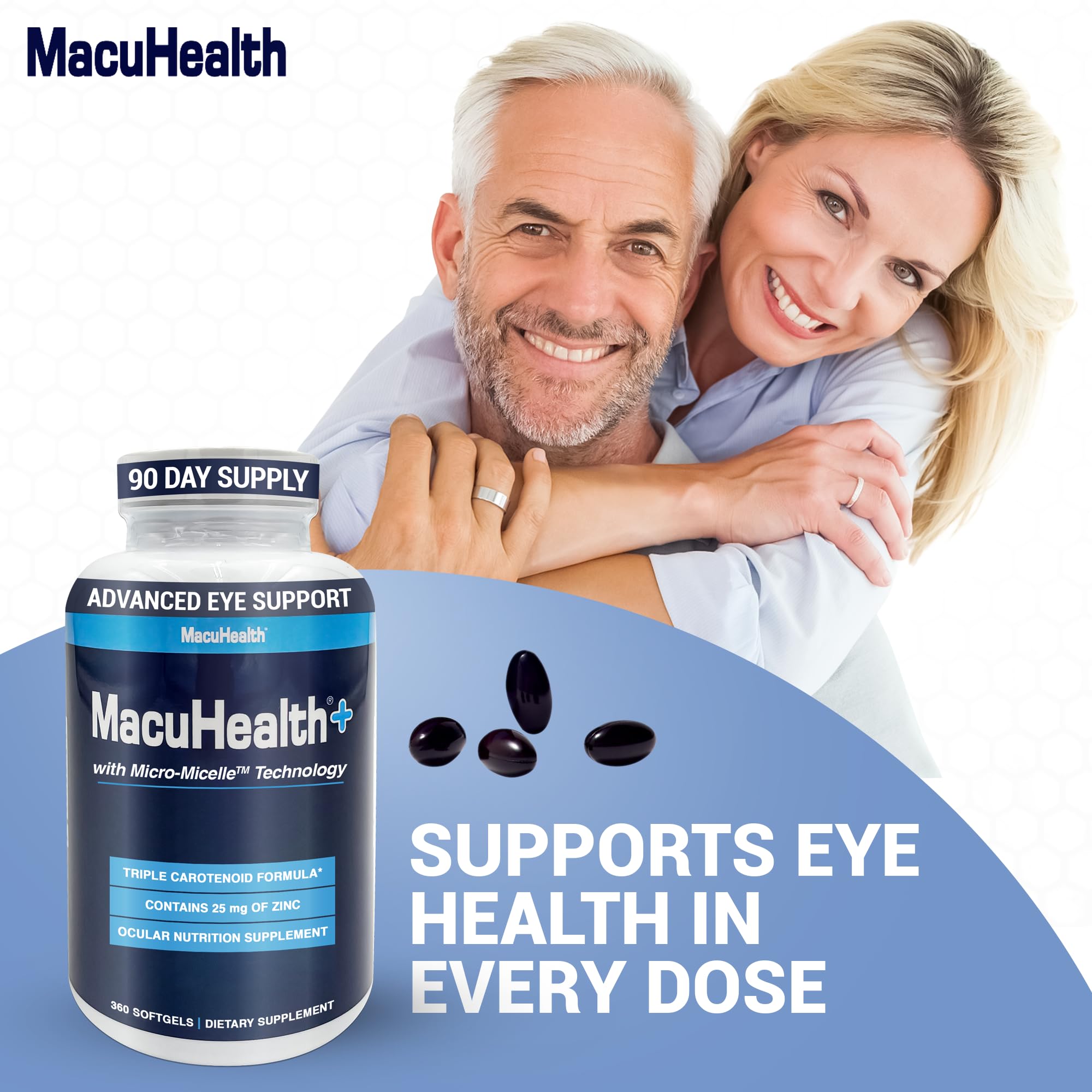 Macuhealth Plus+ Eye Vitamins Supplement for Adults - 90 Day Supply with Lutein, Zeaxanthin, and Meso-Zeaxanthin - Unflavored, Vitamin for Eyes Macuhealth Au supplements