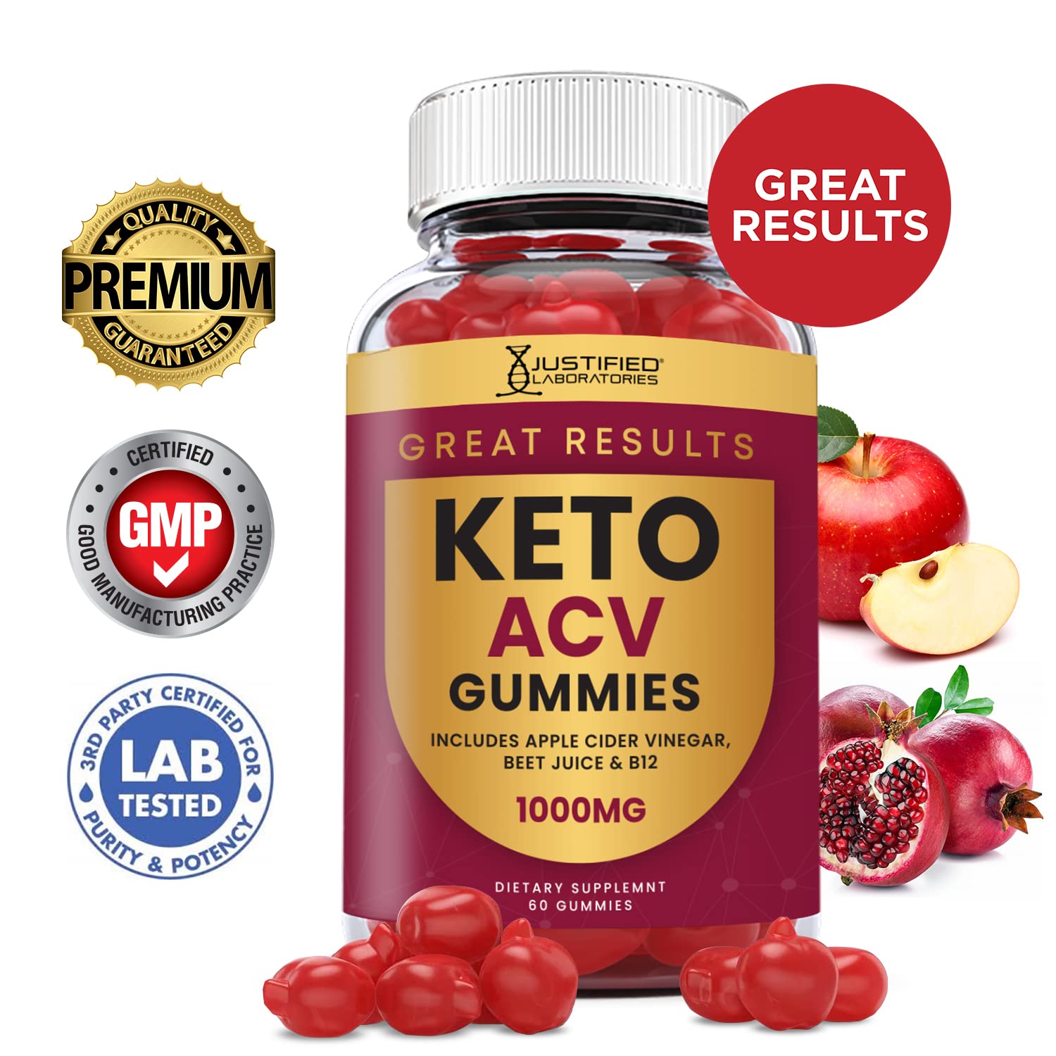 Justified Laboratories (2 Pack) Great Results Keto ACV Gummies 1000MG Justified Laboratories Au supplements