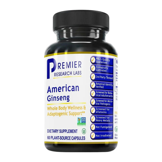 Premier Research Labs American Ginseng Supplement - American Ginseng Capsules, Herbal Ginseng Root Pills, North American Ginseng Herb Extract, Calming Energy Supplement - 60 Plant-Based Capsules Premier Research LabsAU supplements