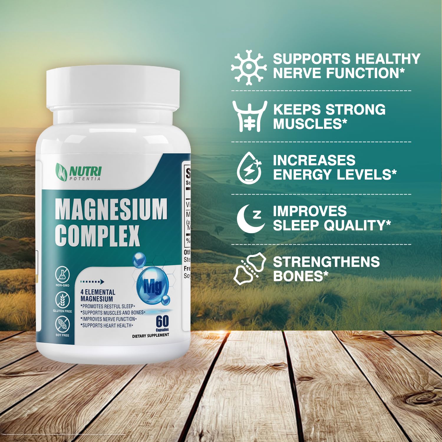 Magnesium Complex for Women&Men,With Glycinate Malate Citrate Taurate.Support for Sleep,Stress Relief,Cognitive Function,Magnesium Supplement 500mg,Third-Party Tested(Made & Tested in USA)-60 Capsules NUTRI POTENTIA Au supplements