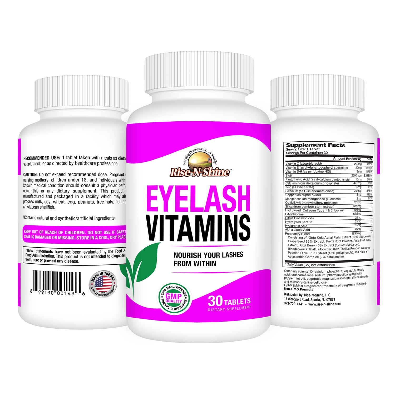 Rise-N-Shine Eyelash Growth Vitamins, Premium Lash Strengthening Supplement with Collagen, Keratin 30 Day Supply Rise-N-Shine Au supplements