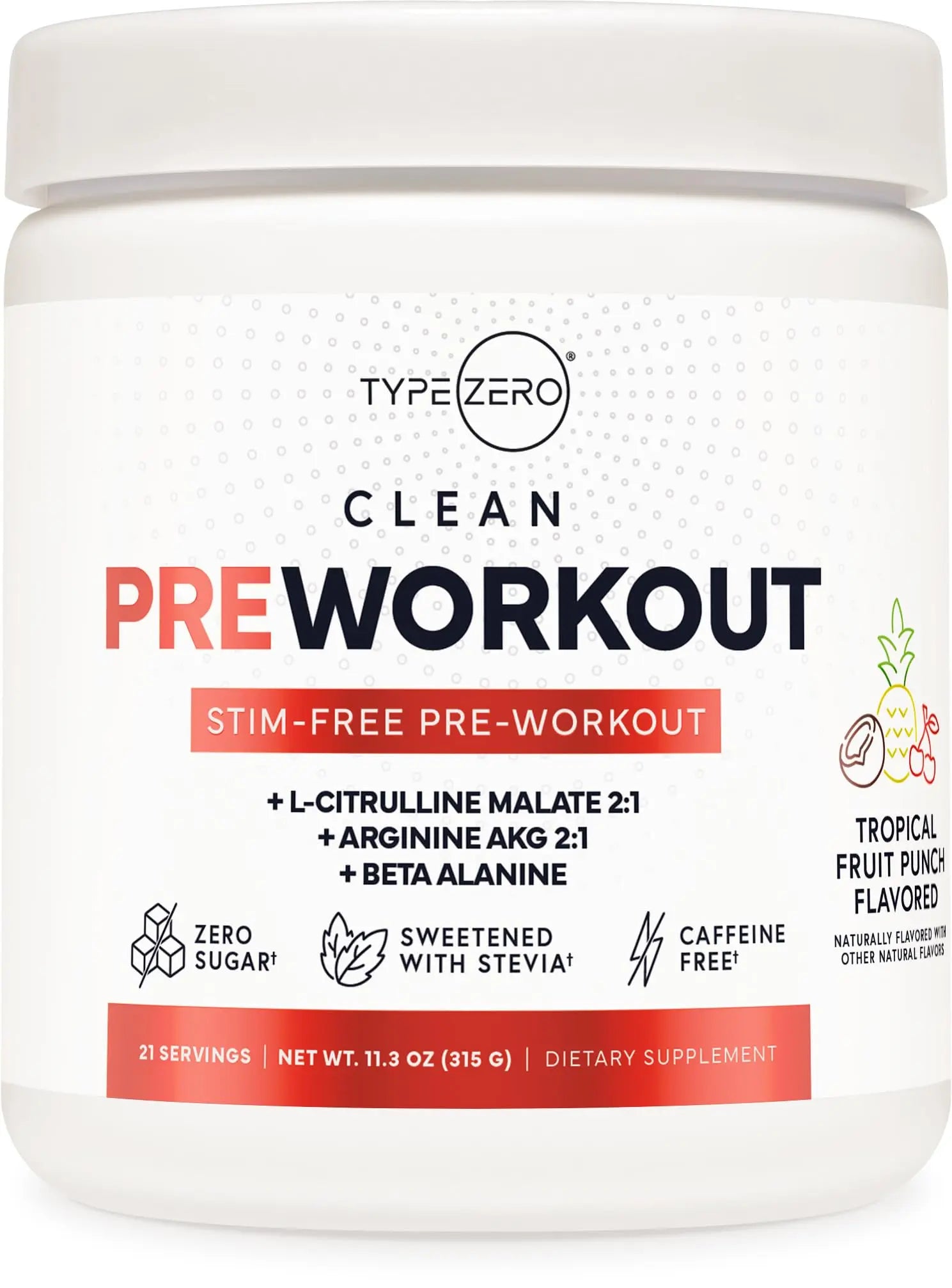 Ultra Clean Stim Free Pump Pre Workout + Nitric Oxide Booster (Fruit Punch) Beetroot, 7G Arginine Citrulline Malate, Betaine, Beta A, ACV+ - Sugar/Caffeine Free Natural Non Stim Preworkout Men & Women Type Zero Au supplements