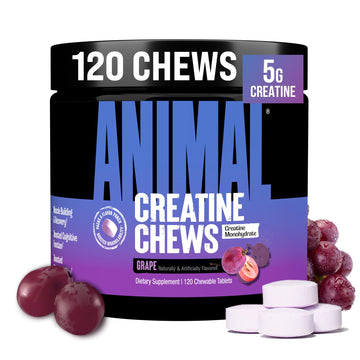 Animal Creatine Chews – 5g Creatine Monohydrate Tablets for Strength, Power & Training Recovery Support – Enhanced Absorption with AstraGin® – Convenient Chewable Format – 120 Tablets Animal Au supplements