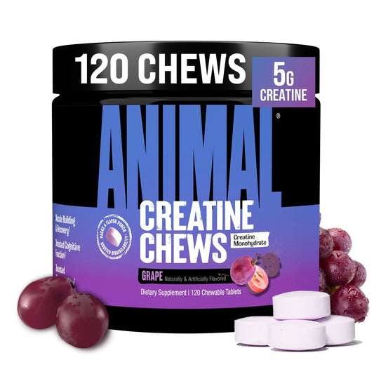 Animal Creatine Chews – 5g Creatine Monohydrate Tablets for Strength, Power & Training Recovery Support – Enhanced Absorption with AstraGin® – Convenient Chewable Format – 120 Tablets AnimalAU supplements