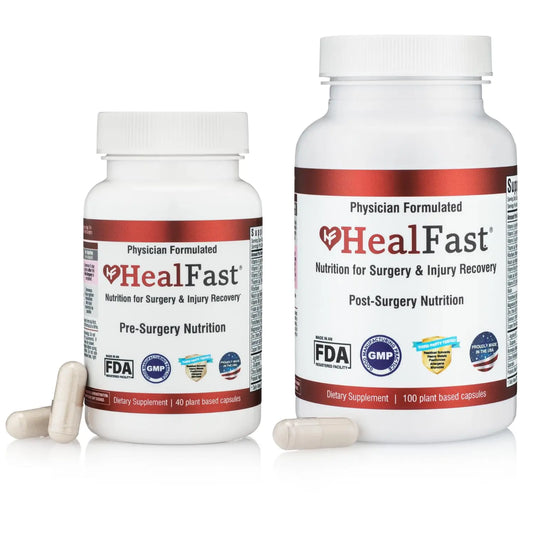 HealFast Complete Surgery & Injury Recovery Supplement: for Wound, Scar Treatment & Bruising w/Vitamins, Bromelain, Quercetin & Probiotics (Pre+Post Op) HealFastAU supplements