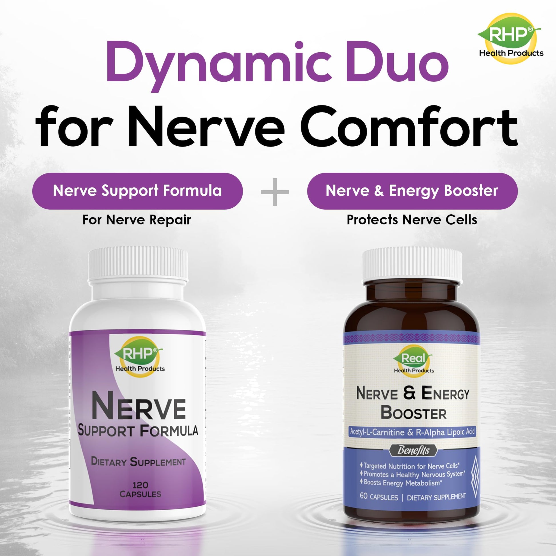 RHP Nerve Support Formula. Nutritional Support of Neuropathy, Nerve Relief from Aches, Nerve Pain & Discomfort. B-Complex with Benfotiamine and Methyl B12. 120 Capsules RHP Au supplements