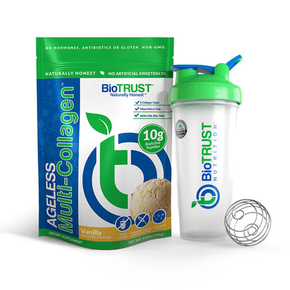 BioTrust Ageless Multi Collagen 5-in-1 Protein Powder (Vanilla) BlenderBottle Bundle BioTrustUS supplements