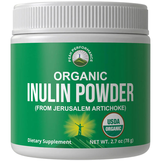 Peak Performance Organic Inulin Powder Natural Prebiotic Fiber for Gut Health. USDA Organic Raw Plant Based Vegan Prebiotics FOS Supplement from Jerusalem Artichoke Peak PerformanceAU supplements