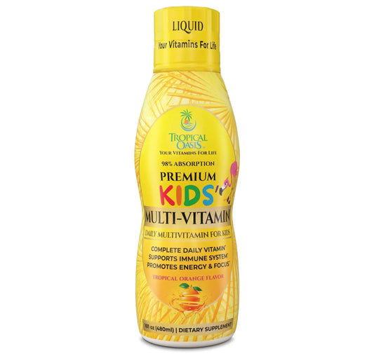 Premium Liquid Multivitamin For Kids | Sugar Free Kids Vitamins | 100% DV of 14 Vitamins for Kids | Multivitamin for Children Ages 4+ | Tropical OasisAU supplements