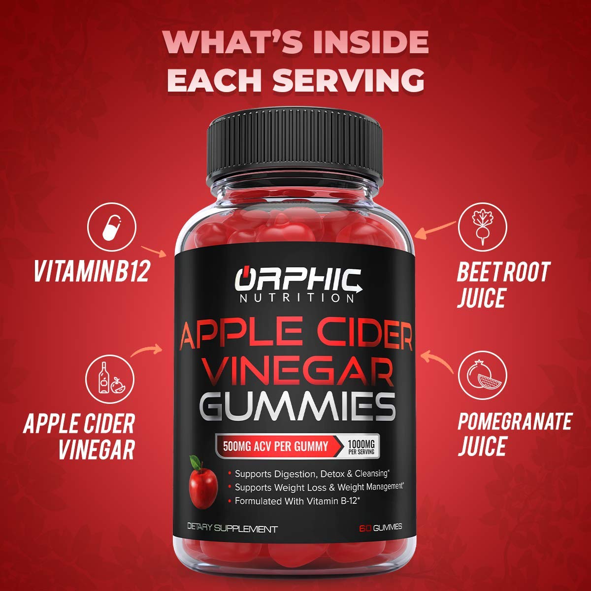 Apple Cider Vinegar Gummies - 1000mg - Formulated to Support Weight ORPHIC NUTRITION Au supplements