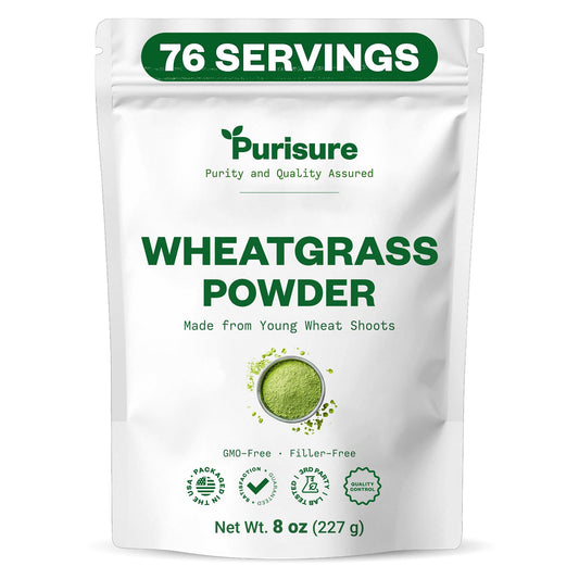 Purisure Wheatgrass Powder, 8oz, Wheat Grass Powder, Green Superfood for Salads, Smoothie and Shakes, Superfood Powder Rich in Immunity Vitamins, Fiber and Minerals, 76 Servings PurisureAu supplements