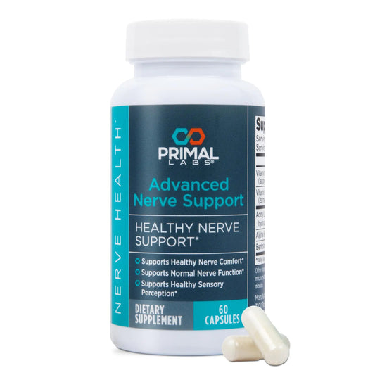 Primal Labs Nerve Support Capsules - Supports Nerve Health, Sensory Function & Comfort - Benfotiamine, Alpha Lipoic Acid, Acetyl L-Carnitine, Vitamins B6 B12-60 Count Primal LabsAU supplements
