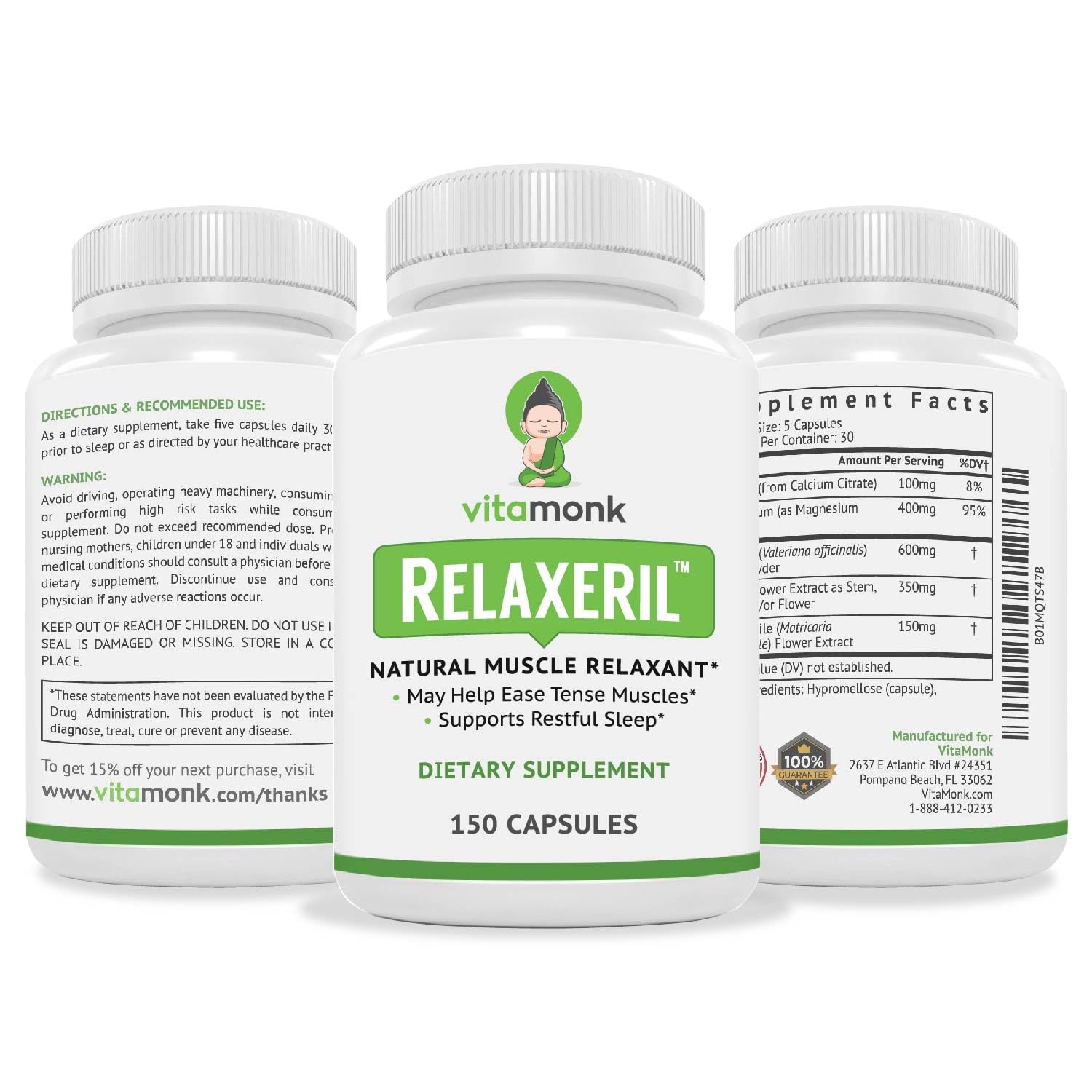 VitaMonk Relaxeril™ All-Natural Muscle Relaxer - Muscle Relaxer Supplement - Complete Muscle Relaxing Formula VitaMonk Au supplements
