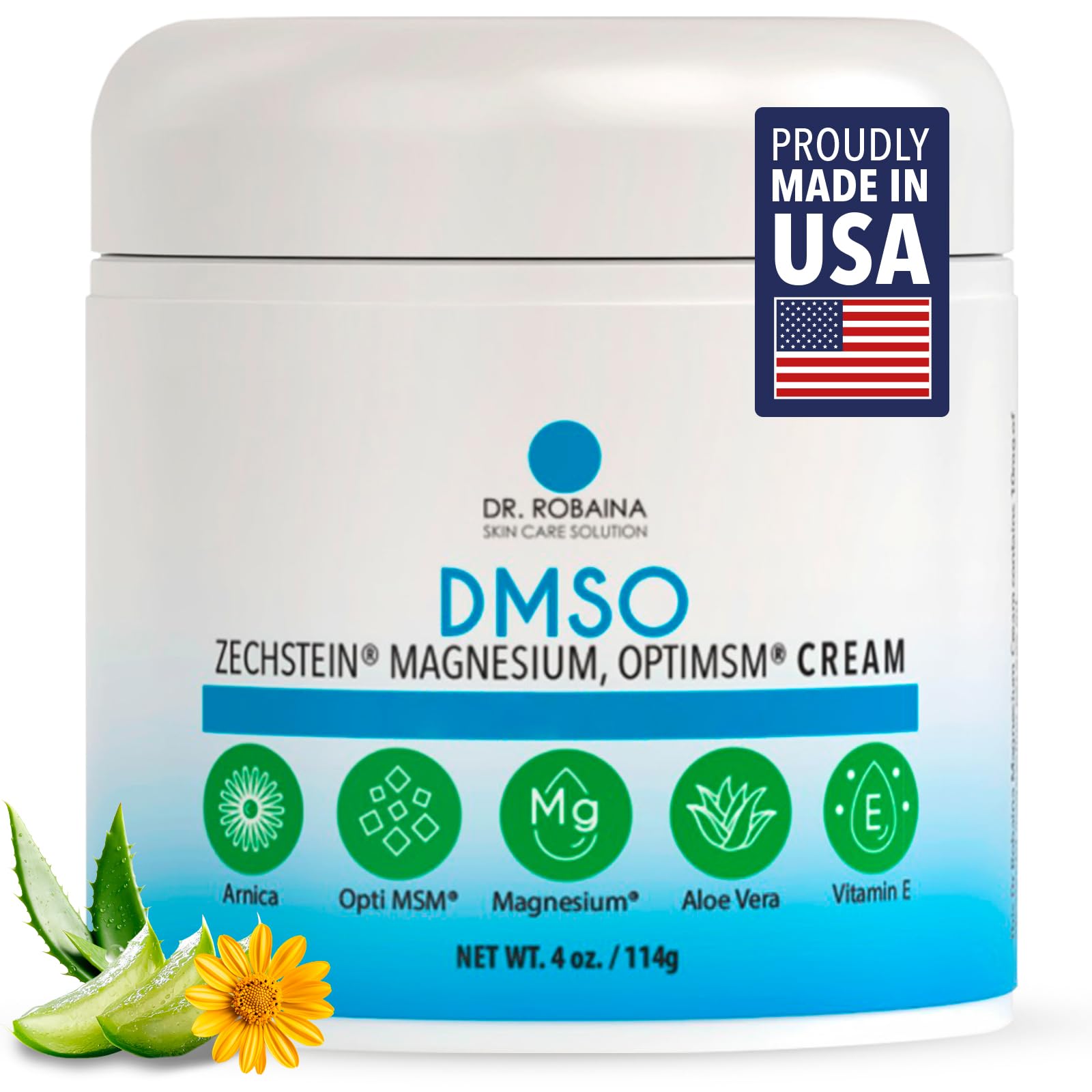 Dr. Robaina DMSO Cream - 99.9% Pure DMSO Pharmaceutical Grade | Formula with Zechstein Magnesium, Arnica, Aloe Vera, Vitamin E - 4 oz Dr. Robaina Au supplements