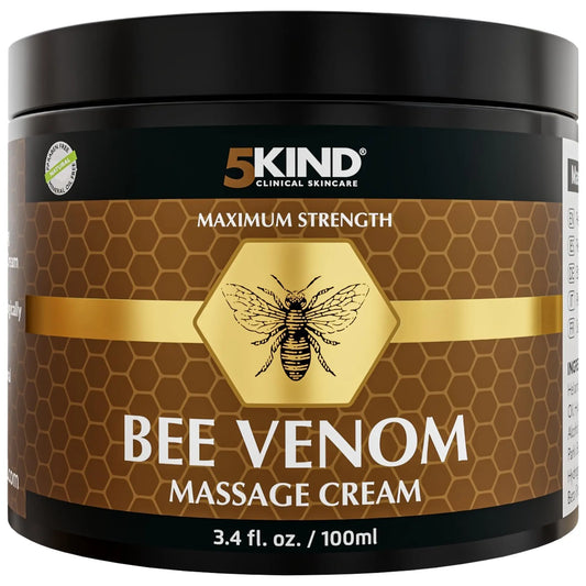 5kind Maximum Strength Bee Venom Cream - Naturally Massage Joints & Muscles, Lower Back, Knee, Neck, Shoulder, Hip & Feet - Responsibly Sourced Premium Bee Venom Cream 3.4 Fl Oz 5kind clinical skincareAU supplements