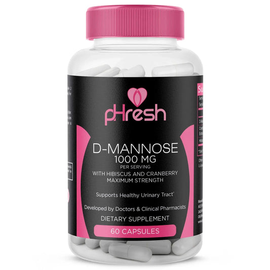ACE NUTRITION pHresh D-Mannose with Cranberry Capsules for Women and Men, Maximum Strength 1000 mg Per Serving - Supports: Urinary Tract Health - Made in The USA ACE NUTRITIONAU supplements