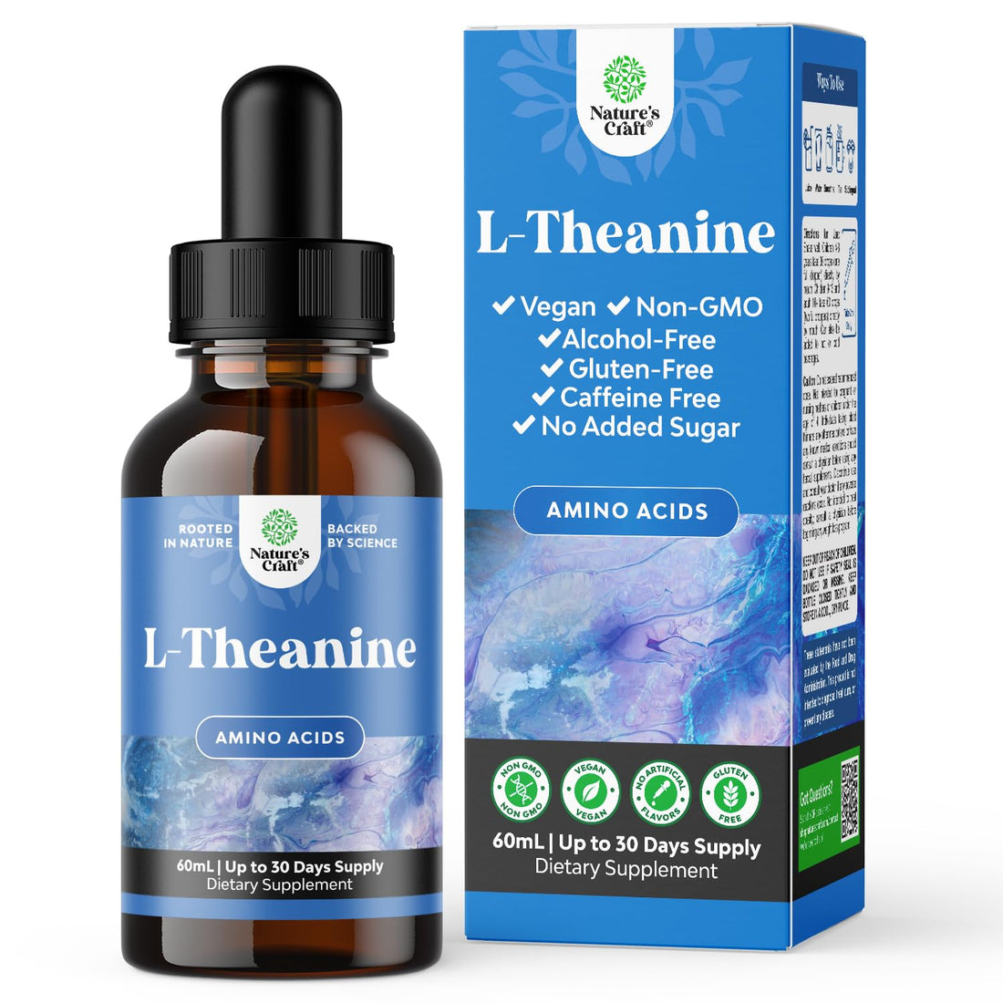 High Absorption L-Theanine Liquid Drops - Nootropic Focus Supplement with L Theanine 200mg Per Serving and Chamomile Extract Supplement for Adults and Kids Relaxation and Focus - 2 Fl Oz Natures Craft uk supplements