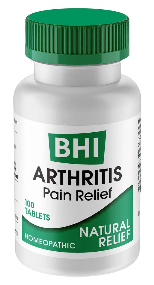 BHI Arthritis Pain Relief Daily Joint Health Support Arnica + 13 Natural Actives Homeopathic Plant & Mineral Blend Helps Relieve Minor Pain & Stiffness in Joints for Women & Men - 100 Tablets MediNaturaAU supplements