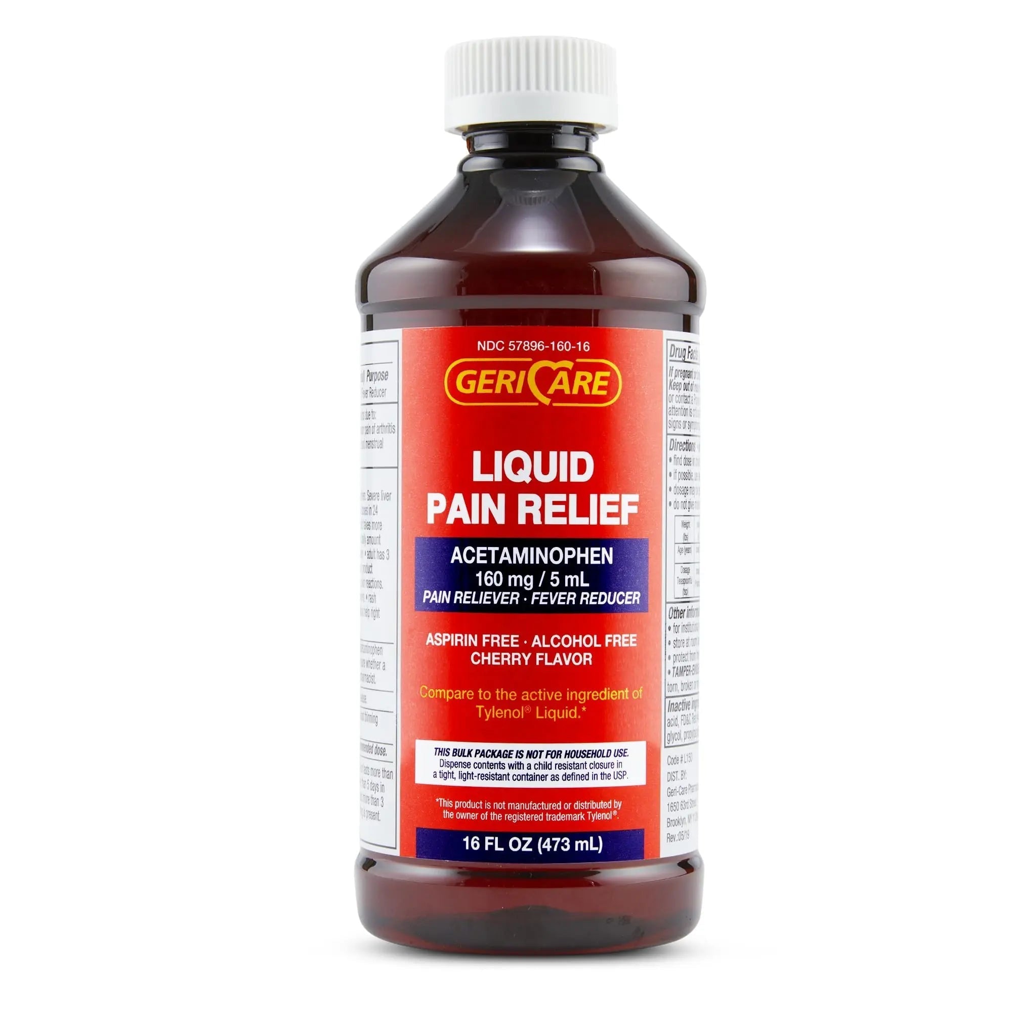 GeriCare Regular Strength Liquid Acetaminophen 160 mg, Pain Reliever, Fever Reducer, Aspirin & Alcohol Free, Cherry Flavored 16 Fl Oz (Pack of 2) GeriCare Au supplements