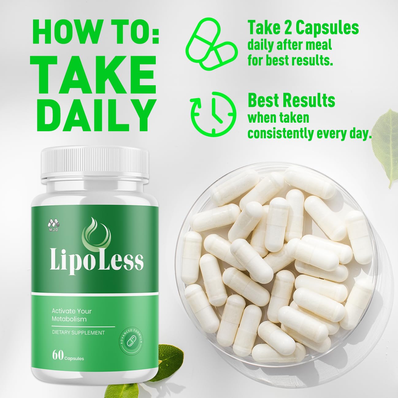 LipoLess Capsules, Official Lipo Less Supplement Pills with All Natural Ingredients, Advanced Formula for Optimal Health & Wellness Support with Premium Vitamins for Active Women & Men (60 Capsules) MJO Au supplements