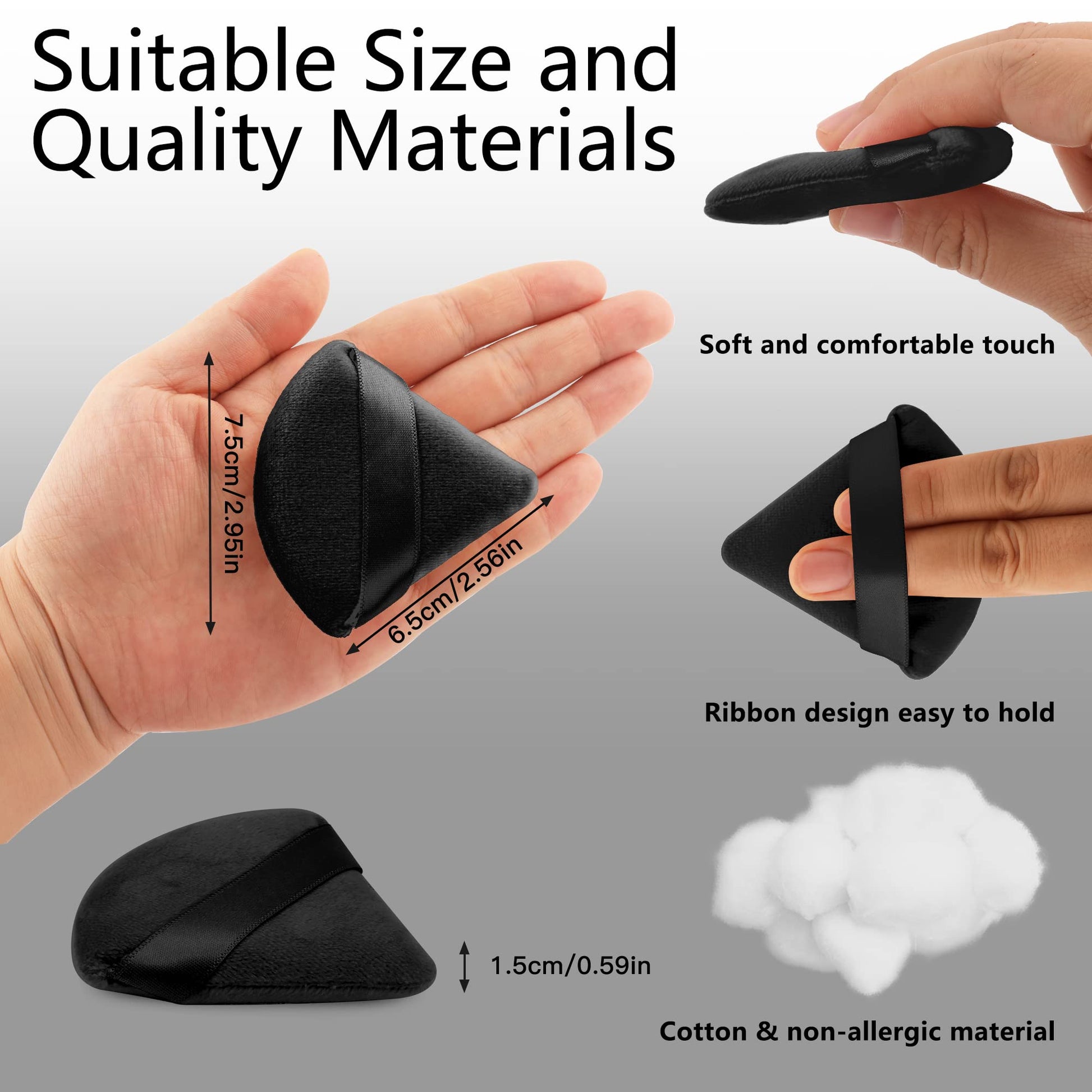 2 Pcs EVAOUXIU Triangle Powder Puff for Face Powder, Soft Plush Setting Makeup Puff, Velour Cosmetic Foundation Blender Sponge Beauty Makeup Tools (Black) EVAOUXIU Au supplements