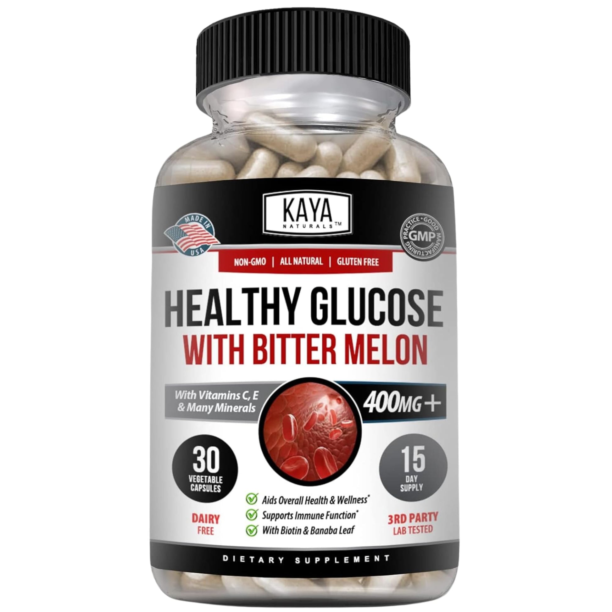 Kaya Naturals Healthy Gluco with Bittermelon Supplement | Support Healthy Levels and Function, 20 Herbs Vitamins and Minerals, Alpha Lipoic Acide, Cinnamon, Vitamin C & E, Non-GMO (30 Count) Kaya Naturals Au supplements