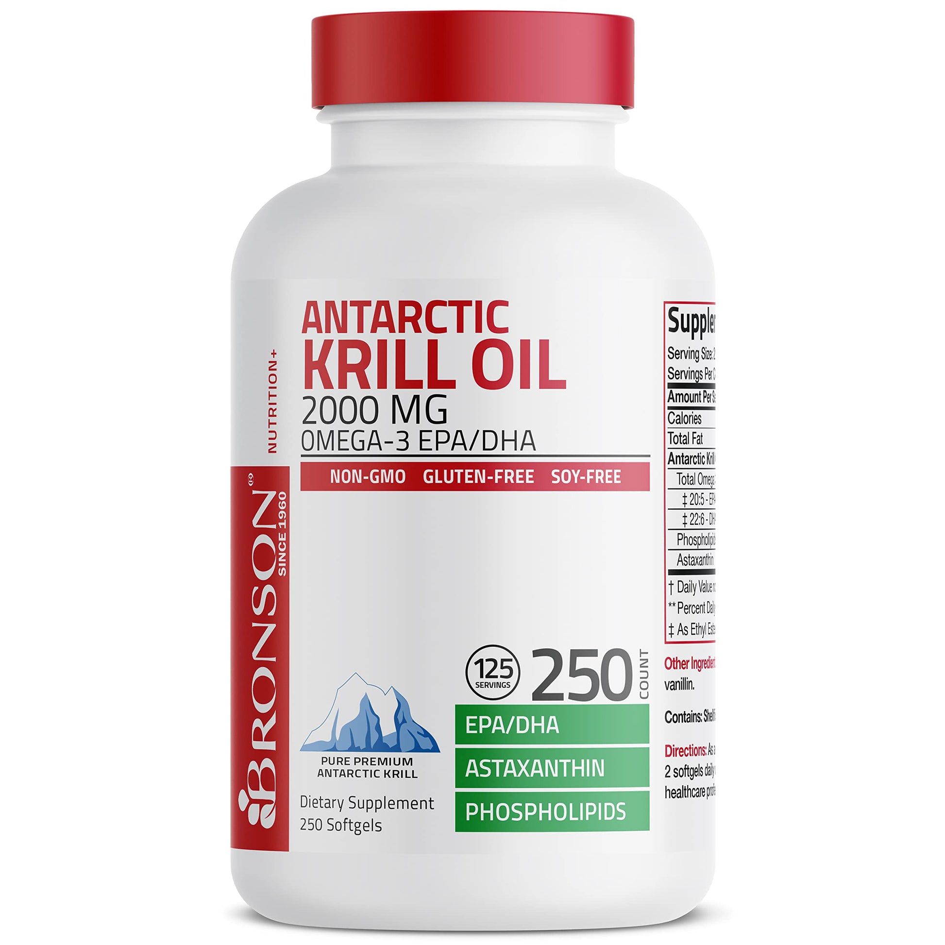 Bronson Antarctic Krill Oil 2000 mg with Omega-3s EPA, DHA, Astaxanthin and Phospholipi Bronson Au supplements