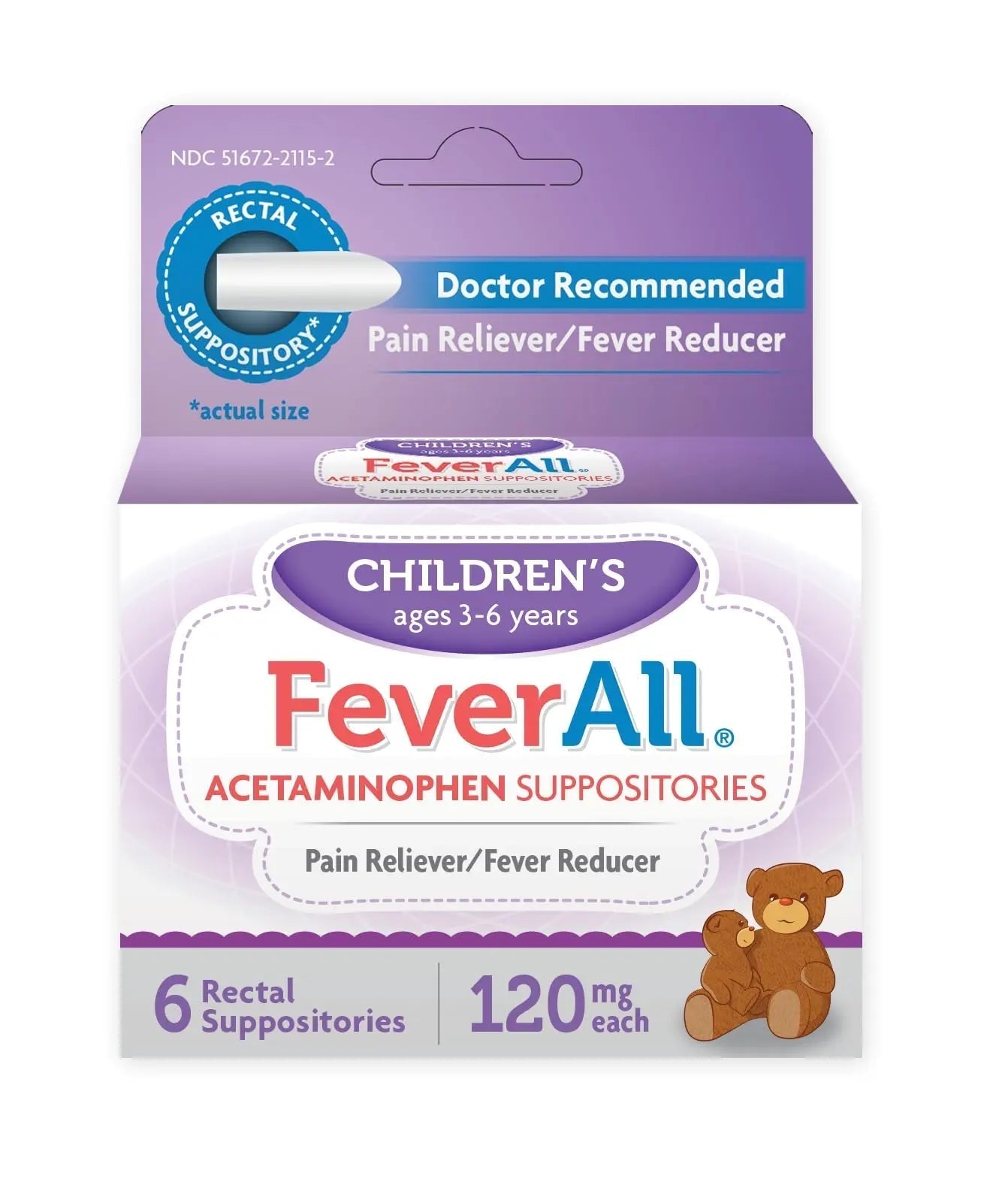 Feverall Infant Acetaminophen Suppositories 6 Rectal Suppositories 120 mg Each Pain Reliever/Fever Reducer. Paraben Free, No Artificial Colors or Other preservatives. Ages 3-6 Years Feverall Au supplements