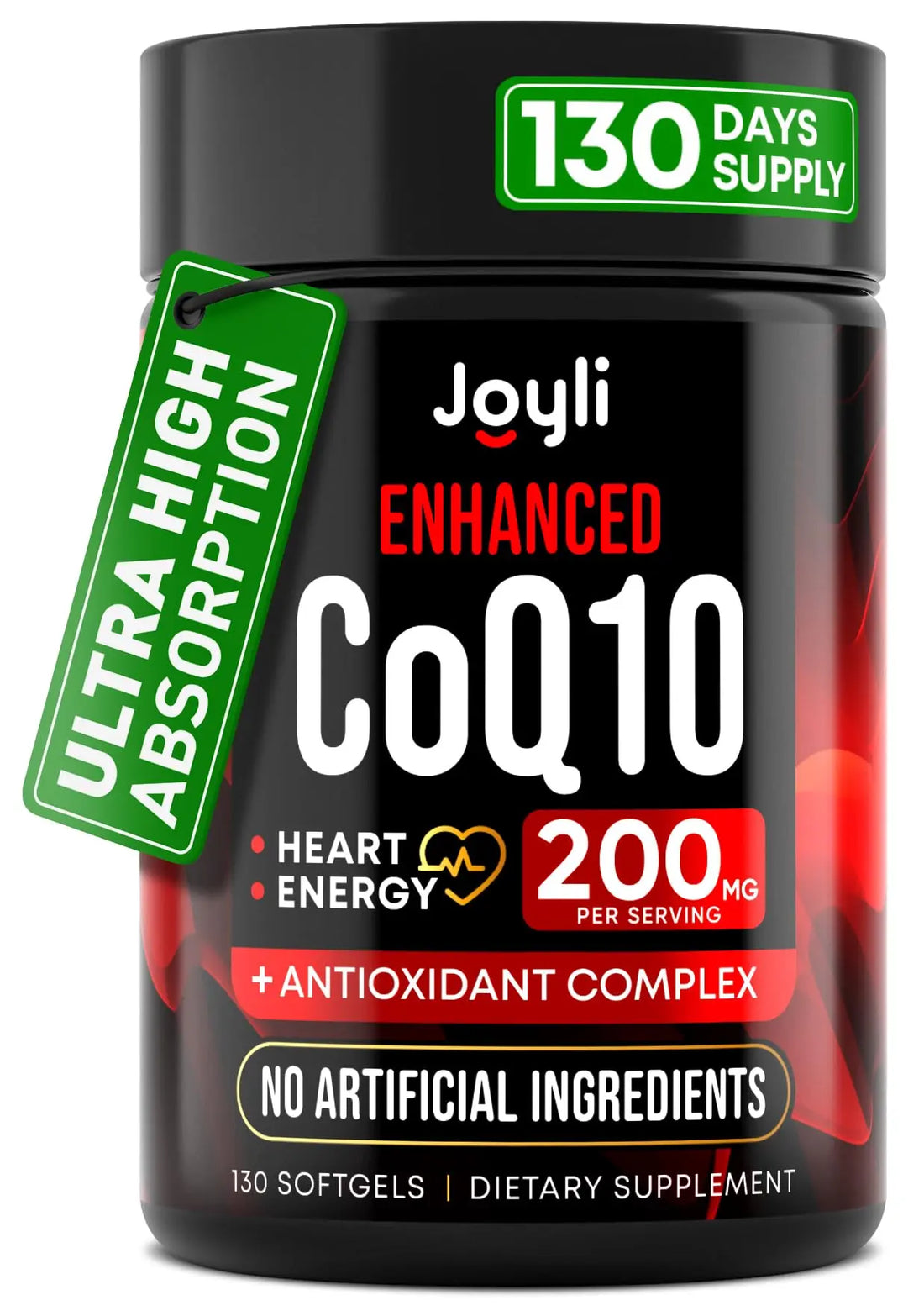 High Absorption CoQ10 200MG - Co Q10, 200mg Softgels for Heart Health & Energy Production - Enhanced Co Q 10 Supplement with Antioxidants and Flaxseed Oil - CoQ10 200 mg Per Serving JOYLI Nutrition Au supplements