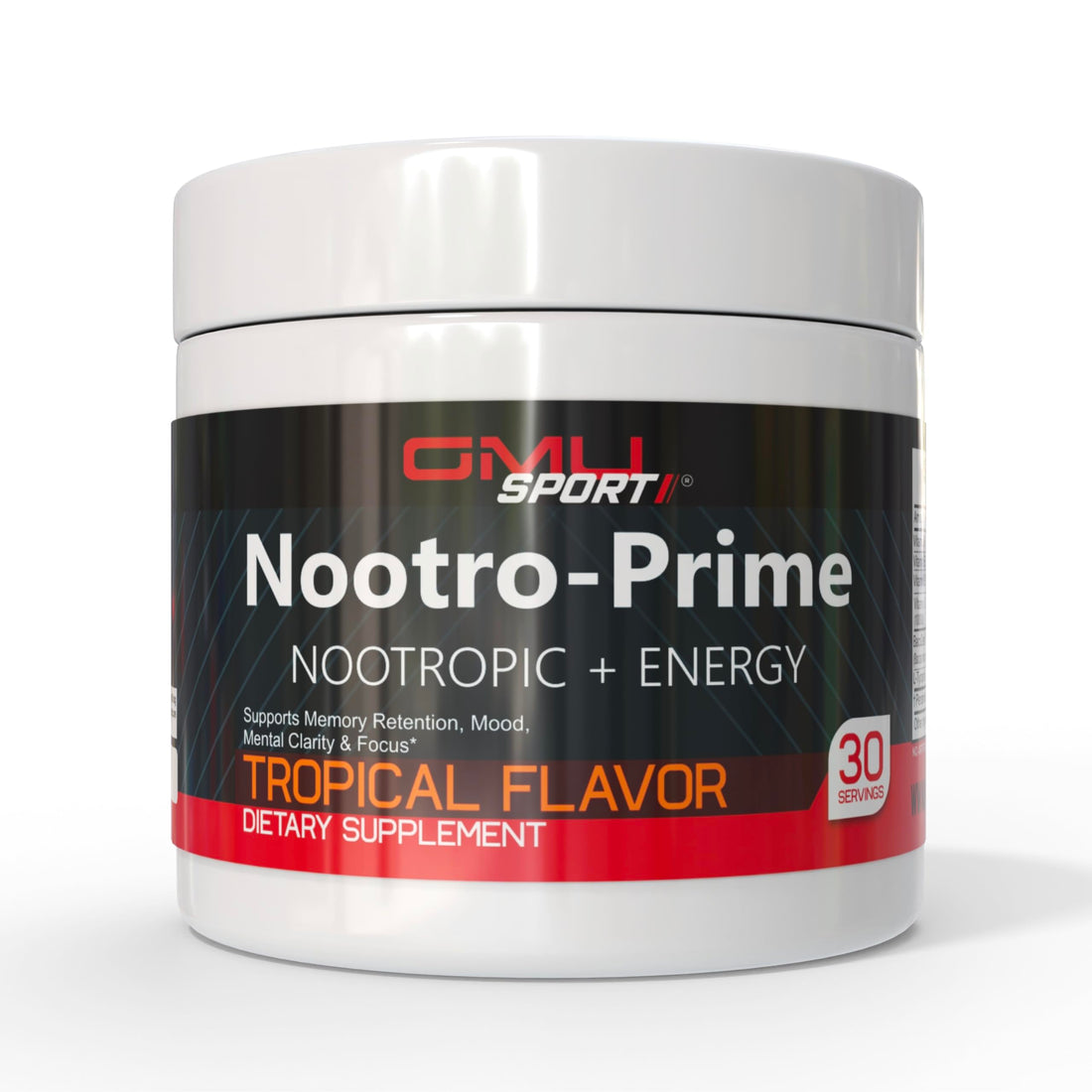 GMU SPORT Nootro-Prime Brain Boost - Focus Brain Supplement - Mushroom Supplement Powder with Alpha GPC, Nootropic Brain Supplements for Memory and Focus with Lions Mane, 30 Servings, Tropical Flavor GMU SPORT Au supplements