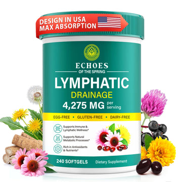 Lymphatic Drainage Supplements, 4275mg Lymph System Support Supplement for Women & Men, Daily Wellness Support, 21-in-1 Herbal Blend with Echinacea, Dandelion, Burdock, Turmeric & More, 240 Softgels Echoes of the spring Au supplements