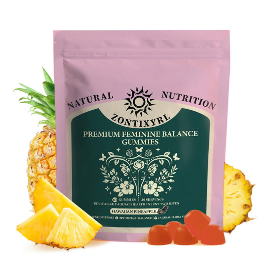 Zontixyrl Premium Feminine Balance Gummies Women - Pineapple Gummies for Women pH Probiotic and Immune Support Vegan Gluten Free 60 Gummies 30 Servings ZontixyrlAu supplements