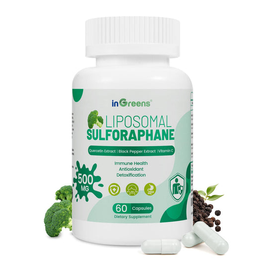 Liposomal Sulforaphane 500mg Supplement from Broccoli Extract with Quercetin, Black Pepper & Vitamin C – Antioxidant, Detox & Cellular Support, Cellular Health Formula for Men & Women, 60 Capsules inGreensAu supplements