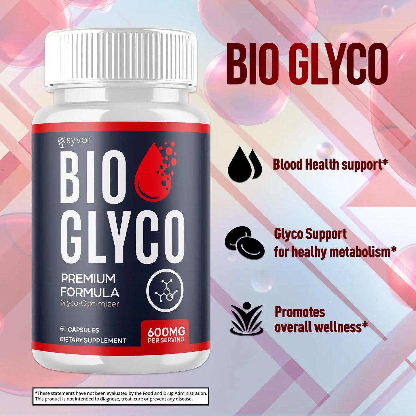 (2 Pack) Bio Glyco Capsules, Official BioGlyco Blood Health Support Pills with All Natural Ingredients, Advanced Blood Optimizer with Maximum Strength Premium Vitamins for Women & Men (120 Capsules) Syvornz supplements