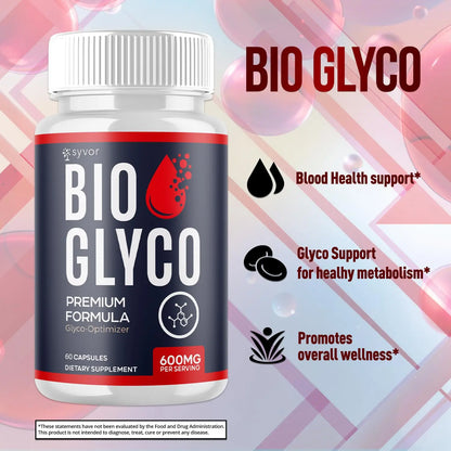 (2 Pack) Bio Glyco Capsules, Official BioGlyco Blood Health Support Pills with All Natural Ingredients, Advanced Blood Optimizer with Maximum Strength Premium Vitamins for Women & Men (120 Capsules) Syvornz supplements