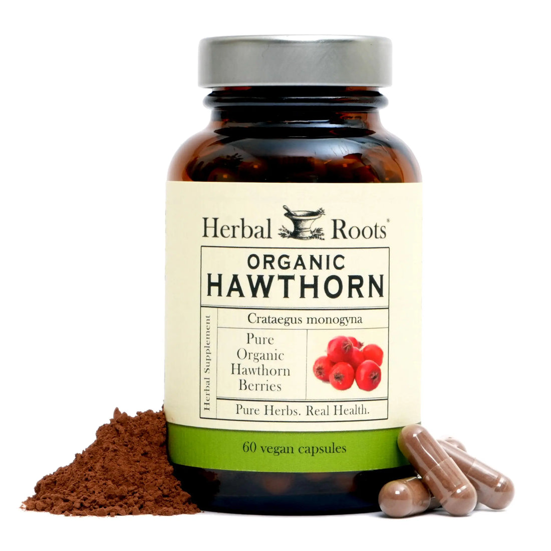Herbal Roots Organic Hawthorn Berry Capsules | Extra Strength 1,200mg per Serving | 60 Vegan Capsules Herbal Roots uk supplements