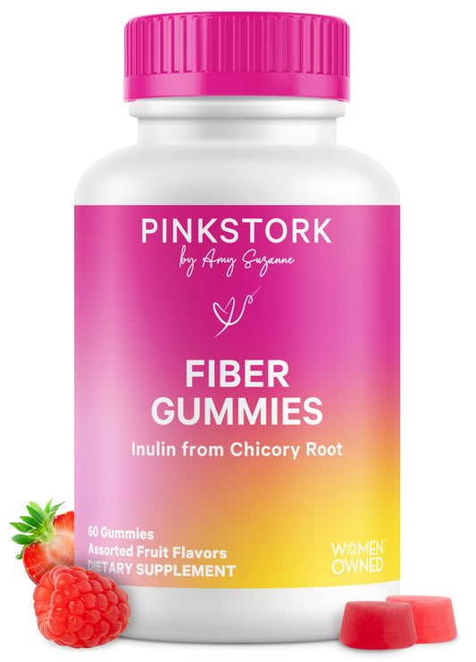 Pink Stork Prenatal Fiber Gummies for Women - 3g Prebiotic Inulin from Chicory Root - Natural Pregnancy & Postpartum Stool Softeners Pink StorkUS supplements
