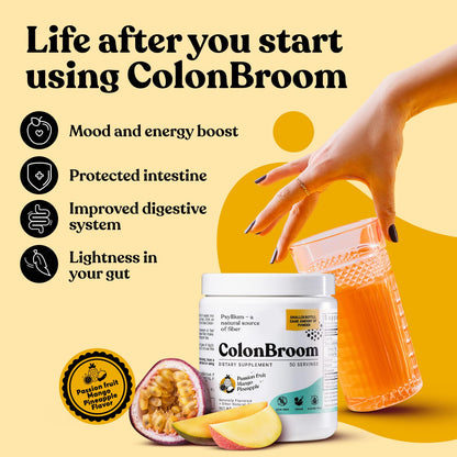 ColonBroom Psyllium Husk Powder, Colon Broom Colon Cleanser Fiber Supplement for Bloating Relief & Gut Health + Day & Night Burner Supplements, Weight Management Pills (60 & 50 Servings), 3 Items ColonBroomBuy Supplements Australia