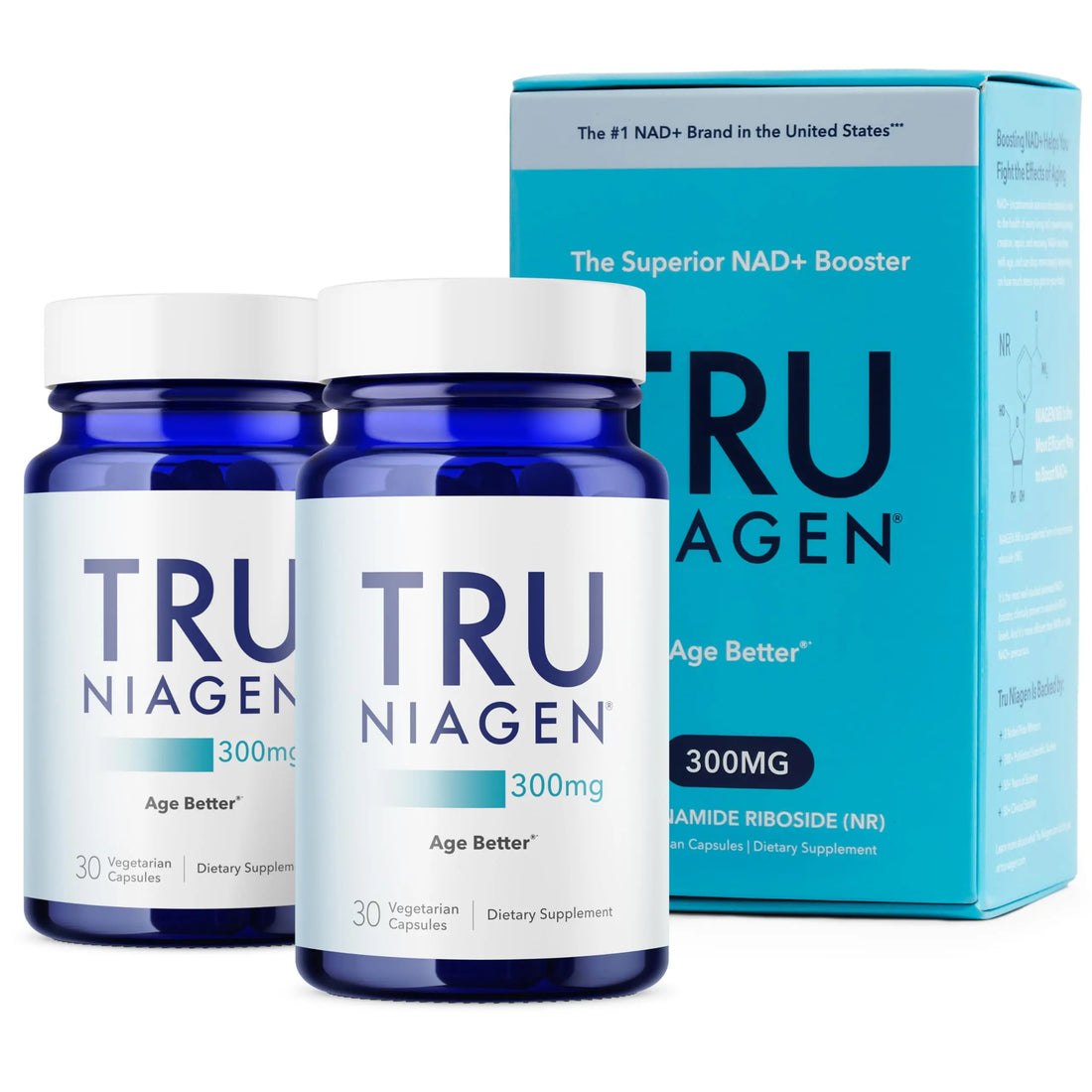 TRU NIAGEN Patented NAD Supplement for Brain Function, Anti Aging & Cell Regeneration, 300mg Niagen, 30 Servings | Supports Cellular Energy, Muscle | Nicotinamide Riboside (NR) Take 1 Daily | 2 Bottle TRU NIAGEN Au supplements