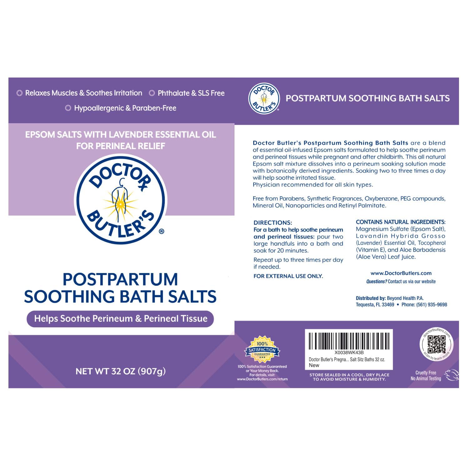 Doctor Butler’s Postpartum Soothing Bath Salts – Epsom Bath Salts for Women for Postpartum Recovery, Hemorrhoids, Discomfort, and Helps Soothe Perineum and Perineal Tissues After Birth (32 oz.) Doctor Butler's buy supplements Au